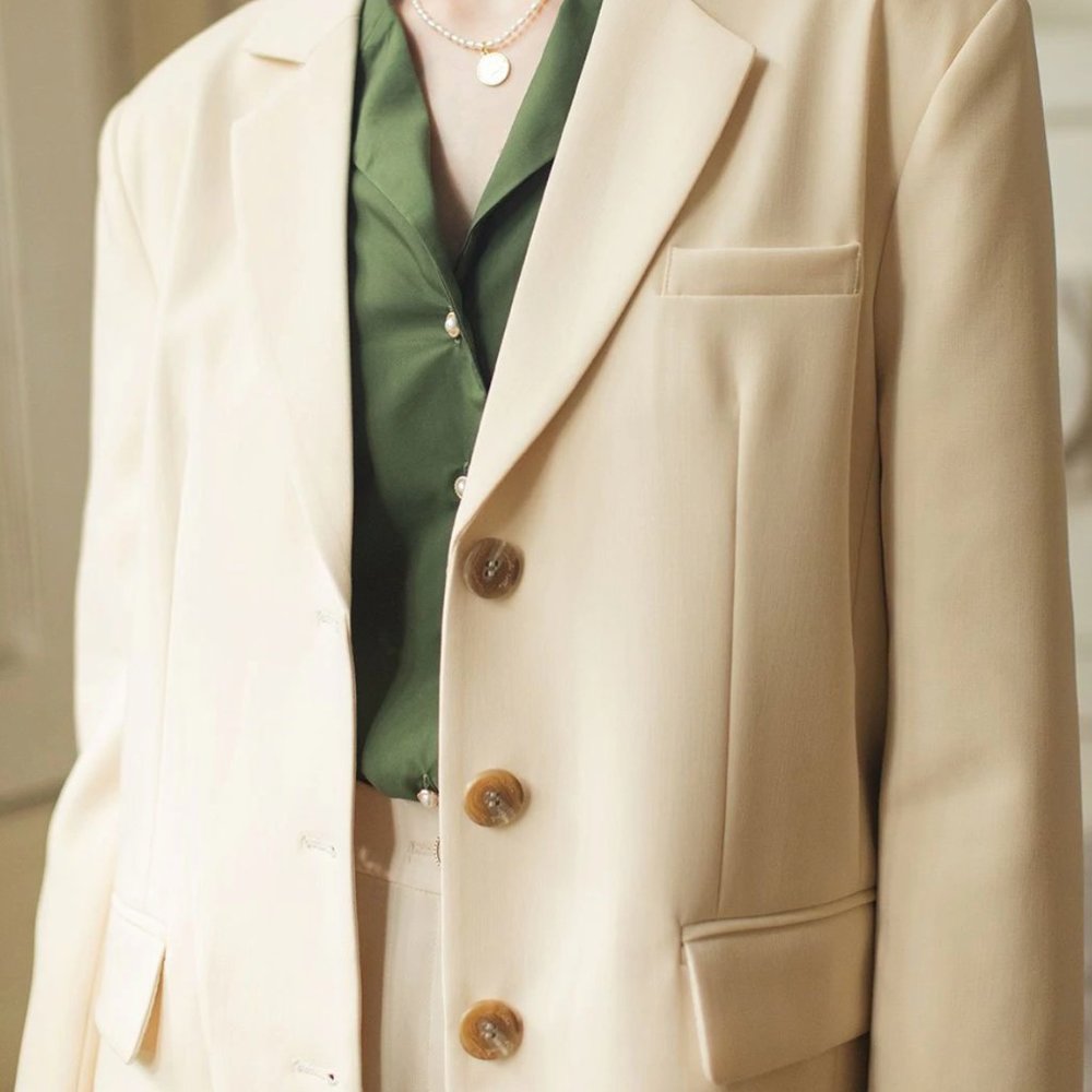 Brand New Simple Retro Blazer W/ Tag, Milky White, S